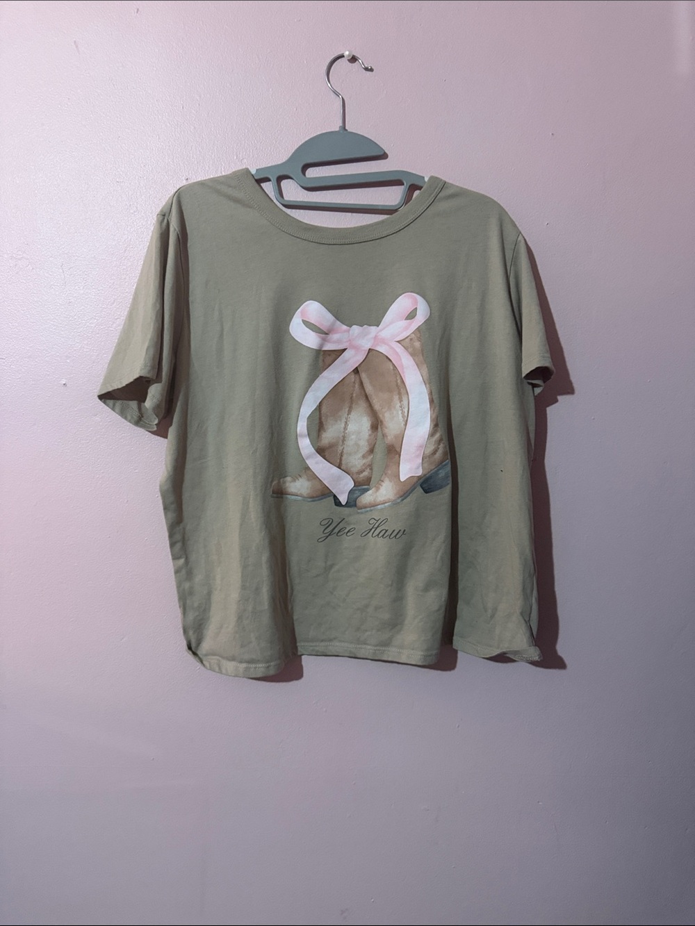 Kids Yee Haw Graphic Tee in Sage Green